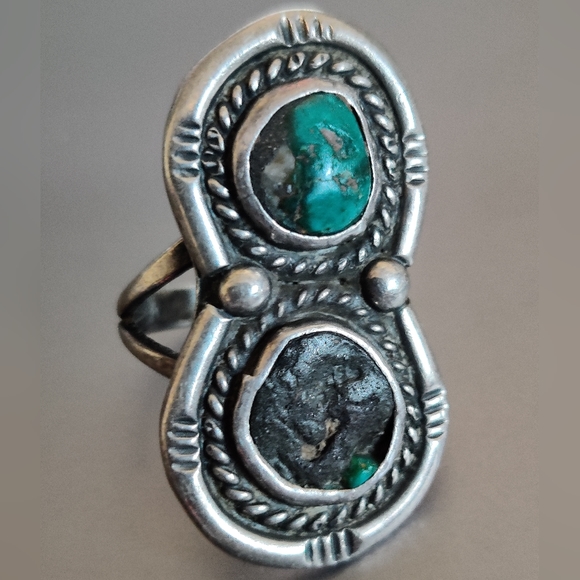 Vintage Navajo NA Ring Sterling Silver Turquoise - Picture 14 of 14